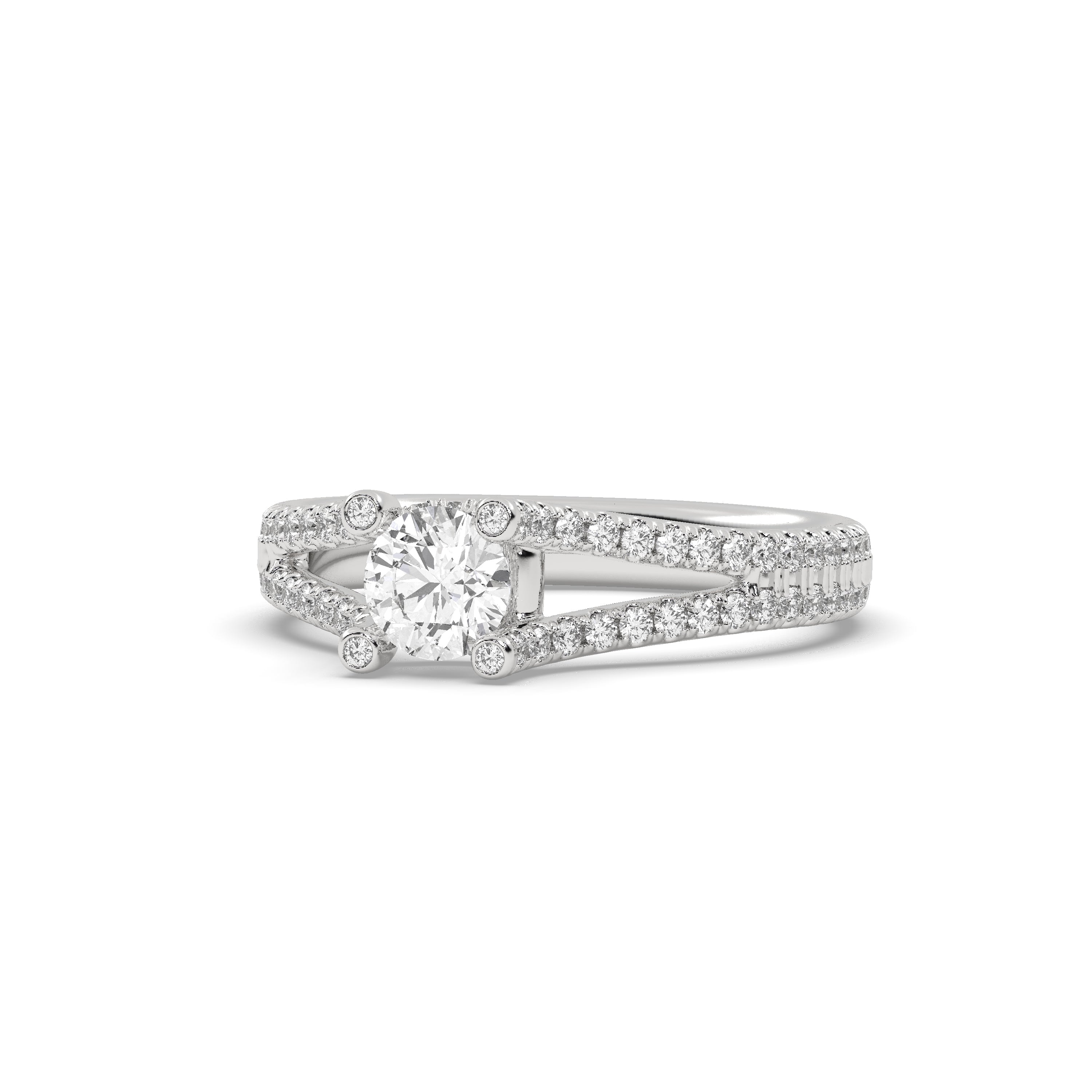 White Gold Studded 1.302 Carat Lab Grown Diamond Ring-F Color VVS2 Clarity.